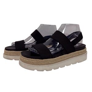 Madden Girl Marcy Espadrille Platform Sandals Black/Tan Size-8.5 EUC